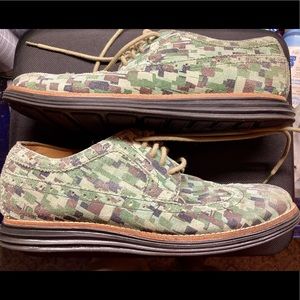 Cole Haan Lunargrand Suede Wingtip Oxford Shoes Men's 8 Camo. ULTRA RARE MODEL!!